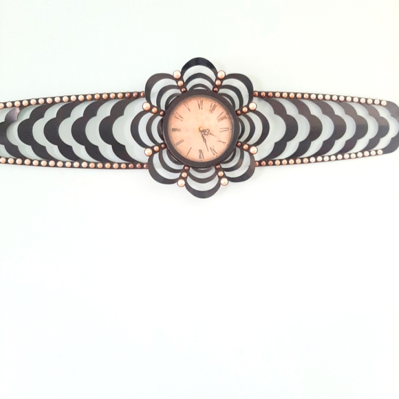 Novelty Wall Clock.Reticulated,Navy Blue Enamel with Pearl Embellishments. - Picture 1 of 7